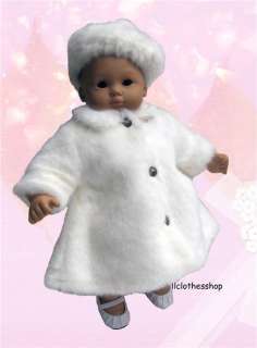 Doll Clothes White Furry Coat Fit Bitty Baby & 15 Doll  