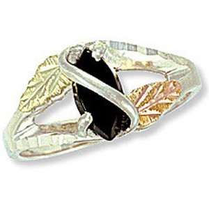   Ladies Onyx Ring with Black Hills Gold Leaves   LR2873SS Jewelry