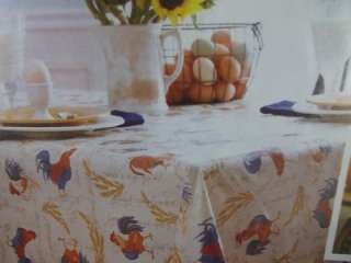 Better Homes Rooster Chicken Oblong 60 x 84 Tablecloth Vinyl Table 