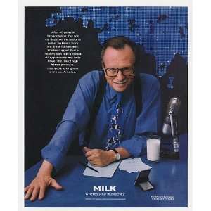  1998 Larry King Milk Mustache Photo Print Ad