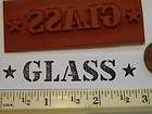 GLASS wood mounted rubber stamp office home business postal supplies 