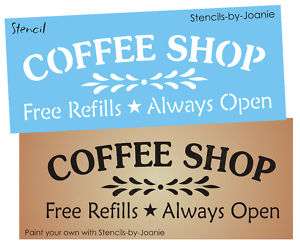 Primitive STENCIL COFFEE SHOP Open Kitchen Cafe Signs  