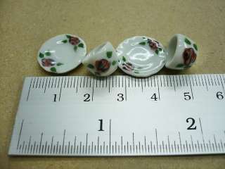 50 Paint Rose Coffee Cup&Saucer Dollhouse Miniatures  