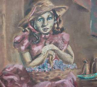 Original Painting Girl On Front Step Signed A E Knight  