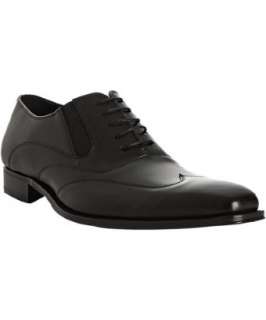 Mezlan black calfskin Kendal slip on wingtip oxfords   up to 