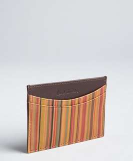 Paul Smith brown vintage stripe leather card case