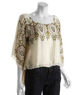 Free People ivory embroidered Follow the Sun cropped peasant top