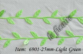 Satin Leaf Leaves Vine Ribbon Lace Appliques 10yd Green  