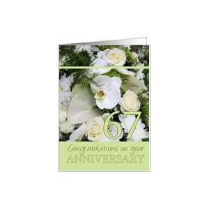  67th Wedding Anniversary White mixed bouquet card Card 