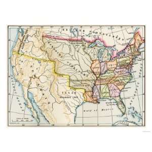 Map of the United States in 1819, Showing Territory under Spanish and 