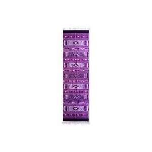  NOVICA Zapotec wool rug, Violet Suns and Mountains (2 