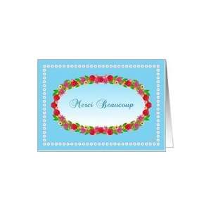 Merci Beaucoup, French Thank You, Oval Garden Wreath Card