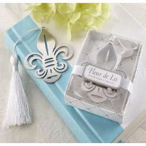  Fleur de Lis Metal Bookmark with Elegant White Silk Tassel 