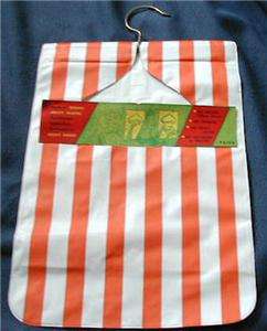 Old Orange Striped Plastic ClothesPin Bag on Hanger  