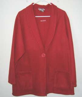 Womens BRIDGE GATE Red Button Fleece Jacket Size 1X  