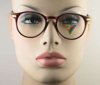   Clear Lens Eyeglasses Red Tortoise Gold Color Hinges Glasses  