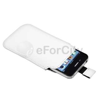 pull leather pouch compatible with apple iphone 4 4s white quantity 1 