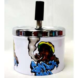   Designs Round Push Down Ashtray with Spinning Tray  