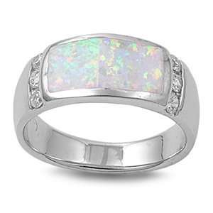 Sterling Silver Ring in Lab Opal   Pink Lab Opal   Ring Face Height 