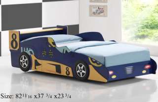 NEW RACER BLACK BLUE OR RED WOOD TWIN SIZE CAR BED  