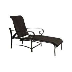  Woven Round Weave Aluminum Wicker Arm Adjustable Patio Chaise Lounge 