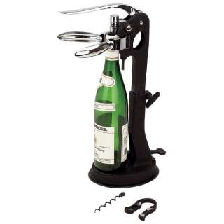   Rubberized Chrome Hand Operated Standing Tabletop Wine Bottle Opener