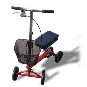 New FlexCare Steerable Knee Walker Scooter with Brakes and Basket Red 
