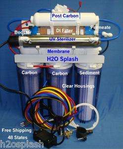 Clear Reverse Osmosis System 100/150gpd 7 Stage RO/DI/UV/Booster 