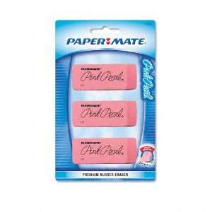  Papermate 70501 Pink Pearl Eraser, 3 Per Pack Office 