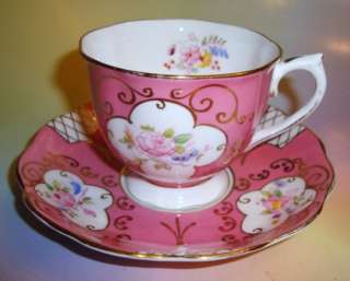 Pink & Handpainted Floral Royal Albert Tea Cup and Saucer Set  