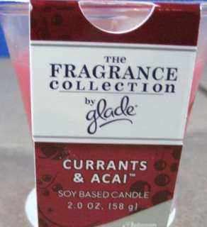 New Glade Currants & Acai Fragrance Collection Soy Based Candle 2 oz 