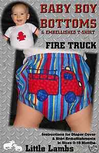 Baby Boy FIRETRUCK Applique DIAPER COVER SEWING PATTERN  