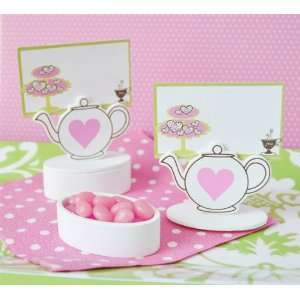 Baby Keepsake Teapot Place Card Favor Boxes with Designer Place Cards 