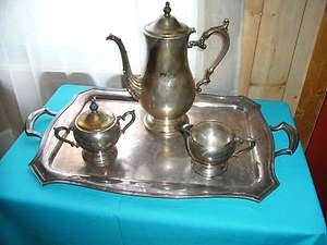 intage Coffee/Tea Silverplate Set From Storage, lidded sugar, creamer 