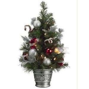   Pre Lit Decorated Potted Christmas Tree   Clear Lights