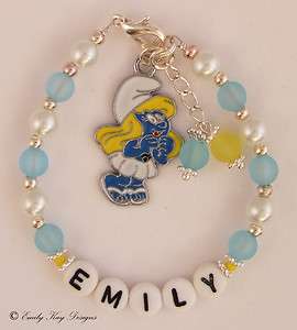 Girl’s Personalised Smurfette (Smurfs) Bracelet Gift  