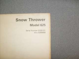 BOLENS MODEL 625 SNOWTHROWER PARTS LIST  