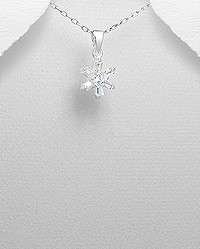 STERLING SILVER SNOWFLAKE ICICLE PENDANT NECKLACE  
