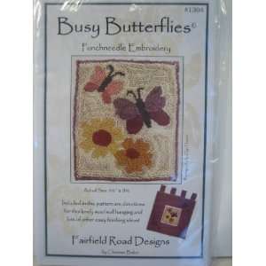  Busy Butterflies Punchneedle Embroidery Pattern 