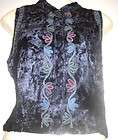 NWT ARTISAN Womens Funky Top Black Embroidered $88  