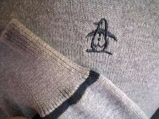 Vintage 80s Gray L Grand Slam PENGUIN Soft Cotton V neck sweater 