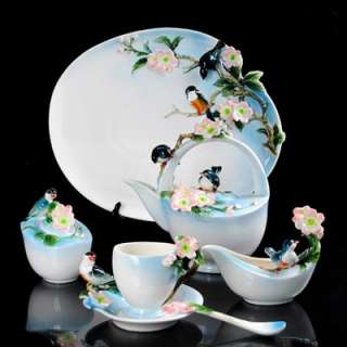 Sakura Flower Coffee Set Tea Platter+Creamer+Cup+Pot  
