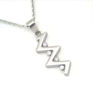 item details high polish stainless steel zigzag pendant with 4 pieces