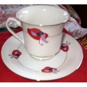  New, Red Hat Society ,Teapot & 4 Teacup and Saucer