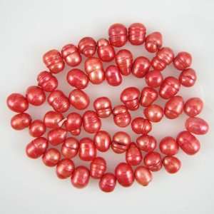  7x9mm red freshwater pearl potato beads 16 fwp