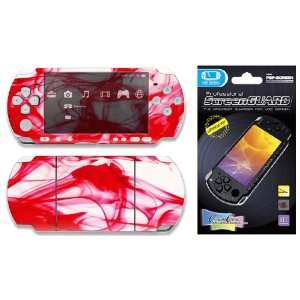   Sony PSP 2000 Slim Skin Decal Sticker plus Screen Protector   Rose Red
