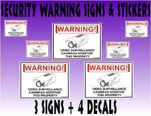 Security Signs 3 & 4 Gas Station Camera Warning Decals  