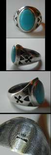   Bell turquoise ring teepee and arrows symbols sterling silver  