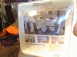   Brownstone 32 Piece Luxury Tablecloth Oval Oblong Set White Weddings