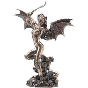  Gothic Bat Lady with Scimitar Bronze Fantasy Sculpture 